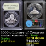 Proof 2000-p Library of Congress Modern Commem Dollar $1 Graded GEM++ Proof Deep Cameo By USCG