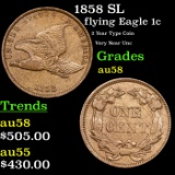 1858 SL Flying Eagle Cent 1c Grades Choice AU/BU Slider