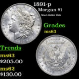 1891-p Morgan Dollar $1 Grades Select Unc