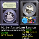 Proof 2019-s American Legion Modern Commem Half Dollar 50c Graded GEM++ Proof Deep Cameo By USCG