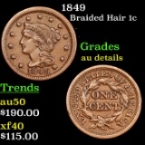 1849 Braided Hair Large Cent 1c Grades AU Details