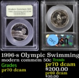 Proof 1996-s Olympic Swimming Modern Commem Half Dollar 50c Graded GEM++ Proof Deep Cameo By USCG
