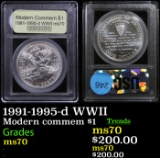 1991-1995-d WWII Modern Commem Dollar $1 Graded ms70, Perfection By USCG