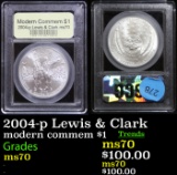 2004-p Lewis & Clark Modern Commem Dollar $1 Graded ms70, Perfection By USCG