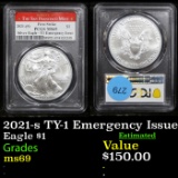 PCGS 2021-s TY-1 Emergency Issue Silver Eagle Dollar $1 Graded ms69 By PCGS