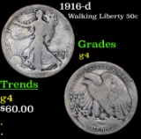 1916-d Walking Liberty Half Dollar 50c Grades g, good