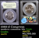 1989-d Congress Modern Commem Half Dollar 50c Graded ms70, Perfection By USCG
