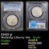 PCGS 1942-p Walking Liberty Half Dollar 50c Graded ms63 By PCGS