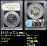 1992-p Olympic Modern Commem Half Dollar 50c Graded ms70, Perfection BY USCG