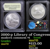 2000-p Library of Congress Modern Commem Dollar $1 Graded ms70, Perfection By USCG