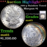 ***Auction Highlight*** 1881-p Rainbow Toned Morgan Dollar $1 Graded ms65 By SEGS (fc)