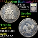 ***Auction Highlight*** 1841-p Trade Dollar $1 Graded Select Unc PL By USCG (fc)