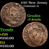 1787 New Jersey Colonial Cent 1c Grades vf details