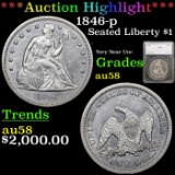 ***Auction Highlight*** 1846-p Seated Liberty Dollar $1 Graded au58 By SEGS (fc)