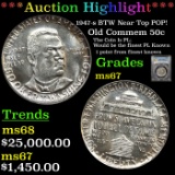 ***Auction Highlight*** PCGS 1947-s BTW Old Commem Half Dollar Near Top POP! 50c Graded ms67 By PCGS