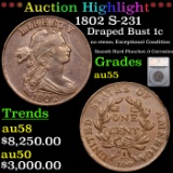 ***Auction Highlight*** 1802 Draped Bust Large Cent S-231 1c Graded au55 By SEGS (fc)