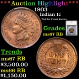 ***Auction Highlight*** 1903 Indian Cent 1c Graded ms67 RB by SEGS (fc)