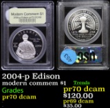 Proof 2004-p Edison Modern Commem Dollar $1 Graded GEM++ Proof Deep Cameo By USCG