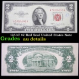 1953C $2 Red Seal United States Note Grades AU Details