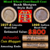 Mixed small cents 1c orig shotgun Bandt McDonalds roll, 1917-d Wheat Cent, 1895 Indian Cent other en