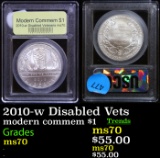 2010-w Disabled Vets Modern Commem Dollar $1 Graded ms70, Perfection By USCG