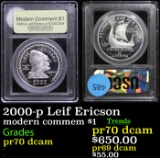 Proof 2000-p Leif Ericson Modern Commem Dollar $1 Graded GEM++ Proof Deep Cameo By USCG