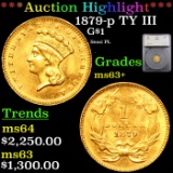 ***Auction Highlight*** 1879-p Gold Dollar TY III 1 Graded ms63+ By SEGS (fc)