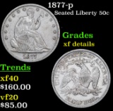 1877-p Seated Half Dollar 50c Grades xf details