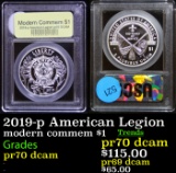 Proof 2019-p American Legion Modern Commem Dollar $1 Graded GEM++ Proof Deep Cameo By USCG