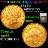 ***Auction Highlight*** 1877-s Gold Liberty Double Eagle $20 Graded ms63 By SEGS (fc)