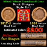 Mixed small cents 1c orig shotgun Bandt McDonalds roll, 1917-d Wheat Cent, 1895 Indian Cent other en