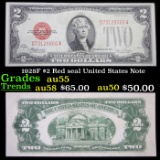1928F $2 Red seal United States Note Grades Choice AU