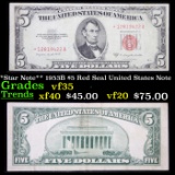 **Star Note** 1953B $5 Red Seal United States Note Grades vf++