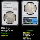 NGC 1921-p Morgan Dollar $1 Graded ms65+ By NGC