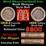 Mixed small cents 1c orig shotgun Bandt McDonalds roll, 1918-d Wheat Cent, 1899 Indian Cent other en