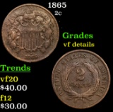 1865 Two Cent Piece 2c Grades vf details
