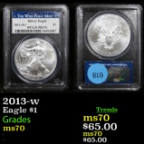 PCGS 2013-w Silver Eagle Dollar $1 Graded ms70 By PCGS