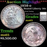 ***Auction Highlight*** 1858-o Seated Half Dollar 50c Graded ms65 By SEGS (fc)