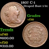 1807 Draped Bust Half Cent C-1 1/2c Grades vf++