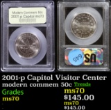 2001-p Capitol Visitor Center Modern Commem Half Dollar 50c Graded ms70, Perfection By USCG