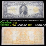 1922 $20 Gold Certificate George Washington FR-1187 Grades f+