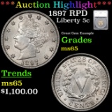 ***Auction Highlight*** 1897 Liberty Nickel RPD 5c Graded ms65 By SEGS (fc)