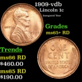 1909 VDB Lincoln Cent 1c Grades Gem+ Unc RD