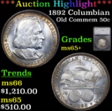 ***Auction Highlight*** 1892 Columbian Old Commem Half Dollar 50c Graded ms65+ By SEGS (fc)