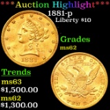 ***Auction Highlight*** 1881-p Gold Liberty Eagle $10 Grades Select Unc (fc)