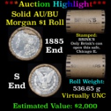 ***Auction Highlight***  AU/BU Slider Brinks Shotgun Morgan $1 Roll 1885 & S Ends Virtually UNC (fc)