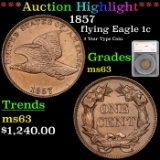 ***Auction Highlight*** 1857 Flying Eagle Cent 1c Graded ms63 by SEGS (fc)