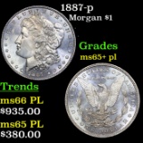 1887-p Morgan Dollar $1 Grades GEM+ PL