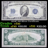 1934C $10 Silver Certificate Grades vf++