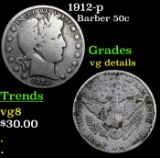 1912-p Barber Half Dollars 50c Grades vg details